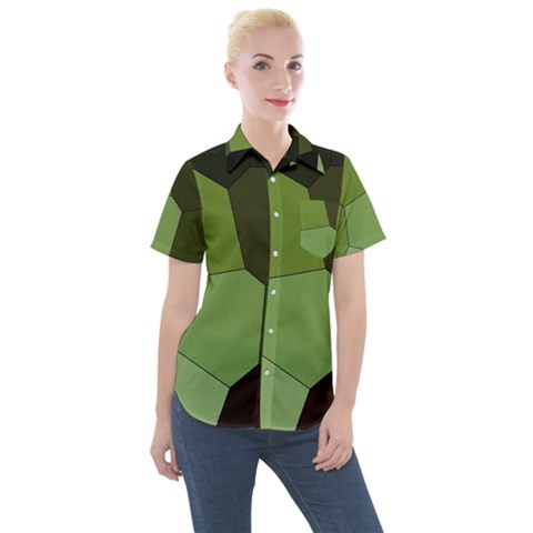 Mosaic Structure Background Tile Women s Short Sleeve Pocket Shirt by danenraven