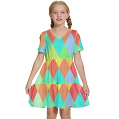 Low Poly Triangles Kids  Short Sleeve Tiered Mini Dress by danenraven