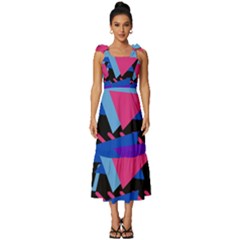 Memphis Pattern Geometric Abstract Tie-strap Tiered Midi Chiffon Dress by danenraven