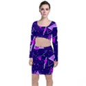 Purple Blue Geometric Pattern Top and Skirt Sets View1