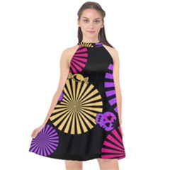 Seamless Halloween Day Of The Dead Halter Neckline Chiffon Dress  by danenraven