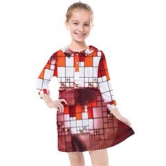 Pattern Structure Light Patterns Kids  Quarter Sleeve Shirt Dress by danenraven