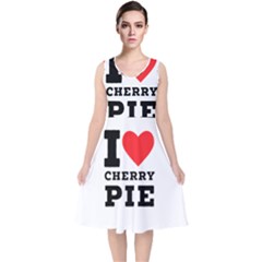 I Love Cherry Pie V-neck Midi Sleeveless Dress  by ilovewhateva