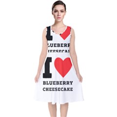 I Love Blueberry Cheesecake  V-neck Midi Sleeveless Dress  by ilovewhateva