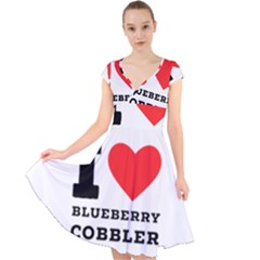 I Love Blueberry Cobbler Cap Sleeve Front Wrap Midi Dress by ilovewhateva