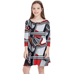 Knight Shield Sword Shield Fictional Character Kids  Quarter Sleeve Skater Dress by danenraven