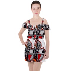 Knight Shield Sword Shield Fictional Character Ruffle Cut Out Chiffon Playsuit by danenraven