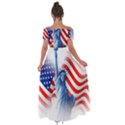 Statue Of Liberty And Usa Flag Art Off Shoulder Open Front Chiffon Dress View2