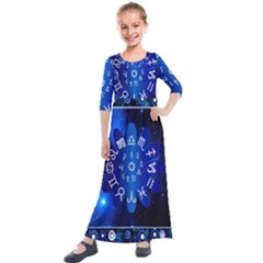 Astrology Horoscopes Constellation Kids  Quarter Sleeve Maxi Dress by danenraven