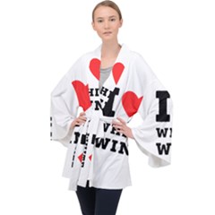 I Love White Wine Long Sleeve Velvet Kimono  by ilovewhateva