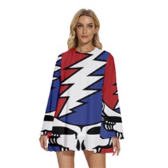 Grateful Dead Round Neck Long Sleeve Bohemian Style Chiffon Mini Dress by Mog4mog4