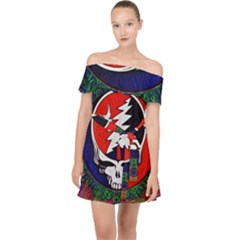 Grateful Dead Pattern Off Shoulder Chiffon Dress by Mog4mog4