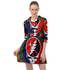 Grateful Dead Pattern Mini Skater Shirt Dress by Mog4mog4