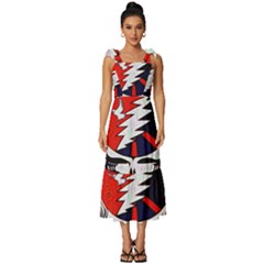 Grateful Dead Pattern Tie-strap Tiered Midi Chiffon Dress by Mog4mog4