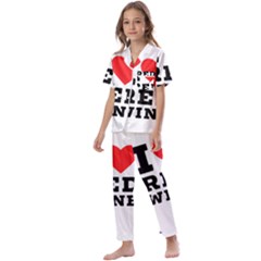 I Love Red Wine Kids  Satin Short Sleeve Pajamas Set by ilovewhateva