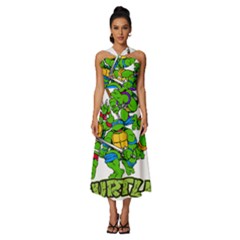 Teenage Mutant Ninja Turtles Sleeveless Cross Front Cocktail Midi Chiffon Dress by Mog4mog4