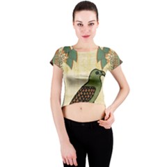 Egyptian Paper Papyrus Bird Crew Neck Crop Top by Mog4mog4