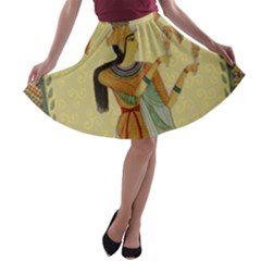 Egyptian Design Man Artifact Royal A-line Skater Skirt by Mog4mog4