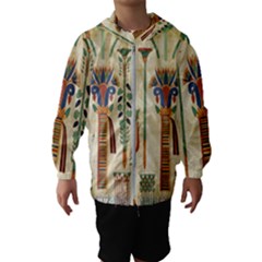 Egyptian Paper Papyrus Hieroglyphs Kids  Hooded Windbreaker by Mog4mog4