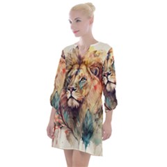 Lion Africa African Art Open Neck Shift Dress by Mog4mog4