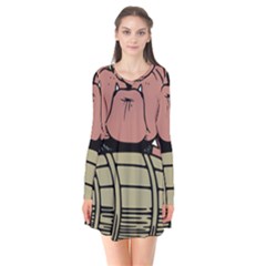 Art Dog Clip Art Long Sleeve V-neck Flare Dress by Mog4mog4