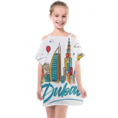 Burj Khalifa Skyline Clip Art Drawing Comic World Kids  One Piece Chiffon Dress by Mog4mog4