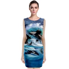 Orca Wave Water Underwater Classic Sleeveless Midi Dress by Mog4mog4