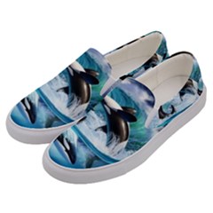 Orca Wave Water Underwater Men s Canvas Slip Ons by Mog4mog4