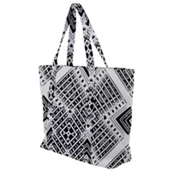 Black And White Modern Texture Seamless Print Fabric Pattern Zip Up Canvas Bag by Bakwanart