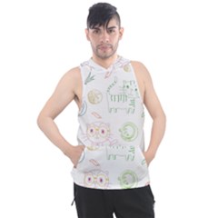 Cats And Food Doodle Seamless Pattern Men s Sleeveless Hoodie by Bakwanart