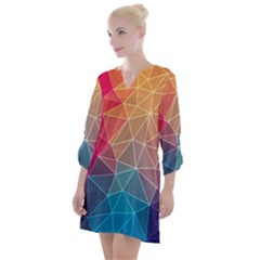 Multicolored Geometric Origami Idea Pattern Open Neck Shift Dress by Bakwanart