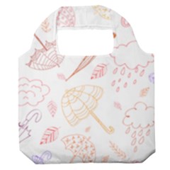 Weather Umbrella Rain Cloud Seamless Doodle Pattern Premium Foldable Grocery Recycle Bag by Bakwanart