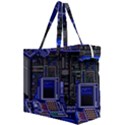 Blue Computer Monitor With Chair Game Digital Wallpaper, Digital Art Canvas Travel Bag View2