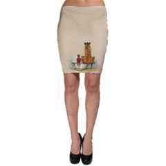 Tiger Sitting Beside Boy Painting Parody Cartoon Bodycon Skirt by Bakwanart