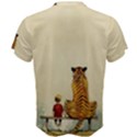 Tiger Sitting Beside Boy Painting Parody Cartoon Men s Cotton Tee View2