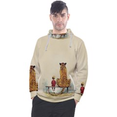 Tiger Sitting Beside Boy Painting Parody Cartoon Men s Pullover Hoodie by Bakwanart