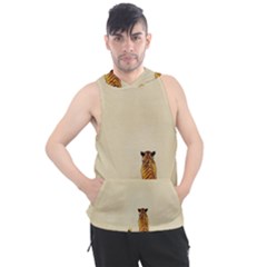 Tiger Sitting Beside Boy Painting Parody Cartoon Men s Sleeveless Hoodie by Bakwanart