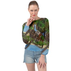 Green Village Miniature Technology Banded Bottom Chiffon Top by Bakwanart