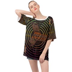 Black And Green Area Rug Neon Genesis Evangelion Computer Communication Oversized Chiffon Top by Bakwanart