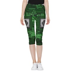 Technology Computer Chip Electronics Industry Circuit Board Inside Out Lightweight Velour Capri Leggings  by Bakwanart