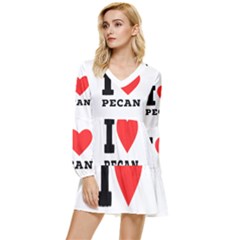 I Love Pecan Tiered Long Sleeve Mini Dress by ilovewhateva