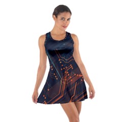 Abstract Colorful Circuit Cotton Racerback Dress by Bakwanart