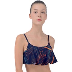 Abstract Colorful Circuit Frill Bikini Top by Bakwanart