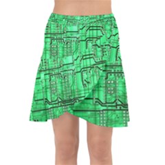 Green Circuit Board Computer Wrap Front Skirt by Bakwanart