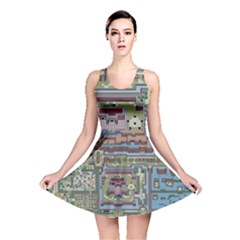 Arcade Game Retro Pattern Reversible Skater Dress by Bakwanart