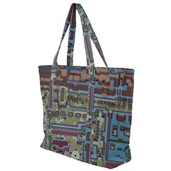 Arcade Game Retro Pattern Zip Up Canvas Bag by Bakwanart