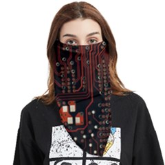 Red Computer Circuit Board Face Covering Bandana (triangle) by Bakwanart