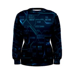 Technology Computer Circuit Boards Electricity Cpu Binary Women s Sweatshirt by Bakwanart