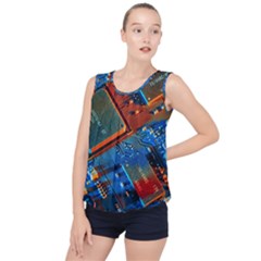 Gray Circuit Board Electronics Electronic Components Microprocessor Bubble Hem Chiffon Tank Top by Bakwanart