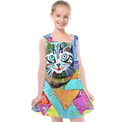 Kitten Cat Pet Animal Adorable Fluffy Cute Kitty Kids  Cross Back Dress by 99art